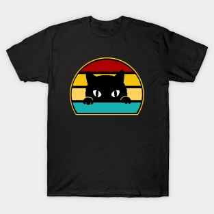 Funny Peeking Black Cat T-Shirt